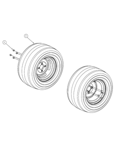Wheel Assembly Diagram and Parts List for M60-KW ROPS-53AH5D8X750-25HP Cub Cadet Lawn Tractor